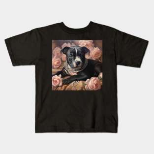 Black Staffy Portrait Kids T-Shirt